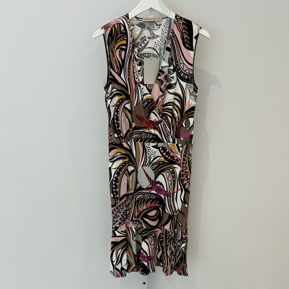 EMILIO PUCCI BROWN PINK GRASSHOPPER DRESS MODEL 61RG52 SIZE IT 44 / US 10 NWTS! - Picture 4 of 16